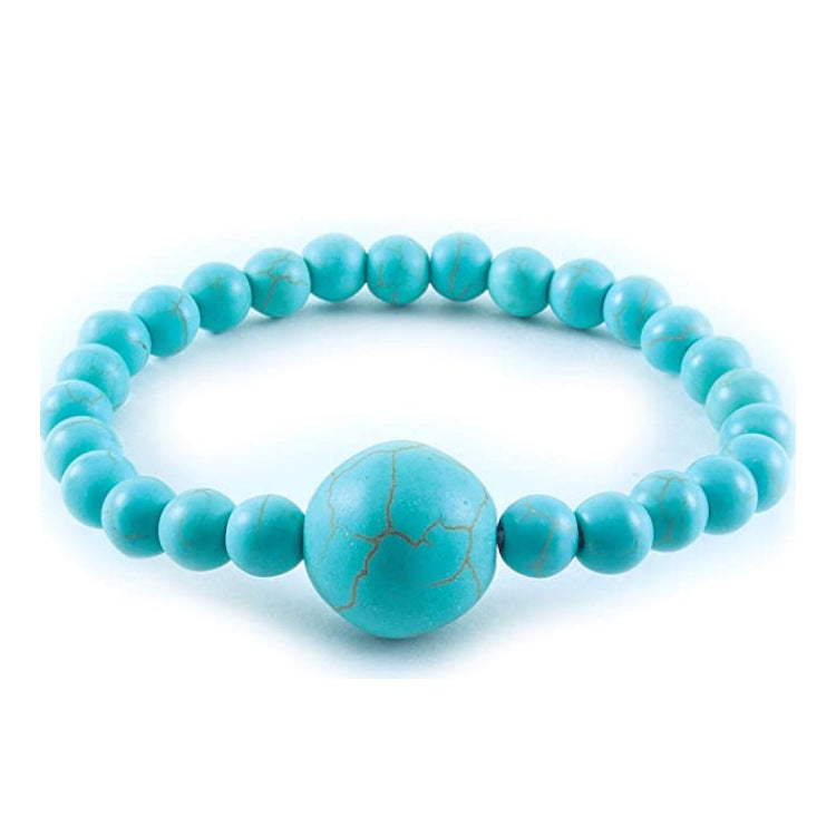 Men's White Turquoise Bracelet6mm Natural Stone Beads Volcanic Stone Bracelet Fake Protein Tiger Eye Frosted Beaded Bracelet