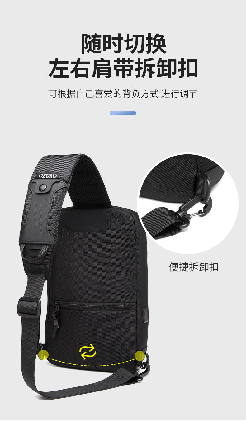 ozuko New Oxford Cloth Chest Bag Outdoor Men's Shoulder Bag Casual Waterproof Men's Bag Single Shoulder Crossbody Bag