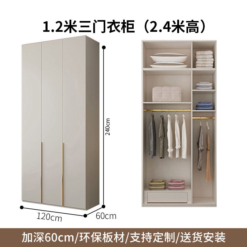 Cream Style Solid Wood Wardrobe Modern Simple Bedroom Storage Cabinet One Door to Ceiling Economical Small Apartment Home Large Wardrobe