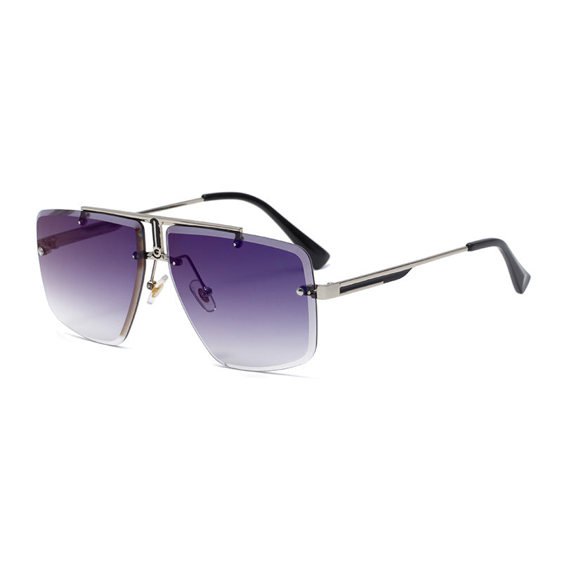 Frameless Sunglasses Men's High-end European and American Fashion New Trendy Glasses Women's Square Frame Sunshade Sunscreen Sunglasses