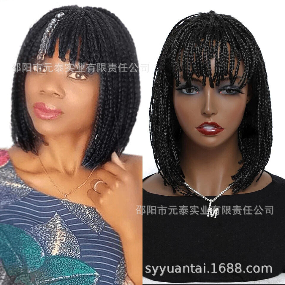 African Braids Hair Synthetic Braiding Short Black Bob Wigs