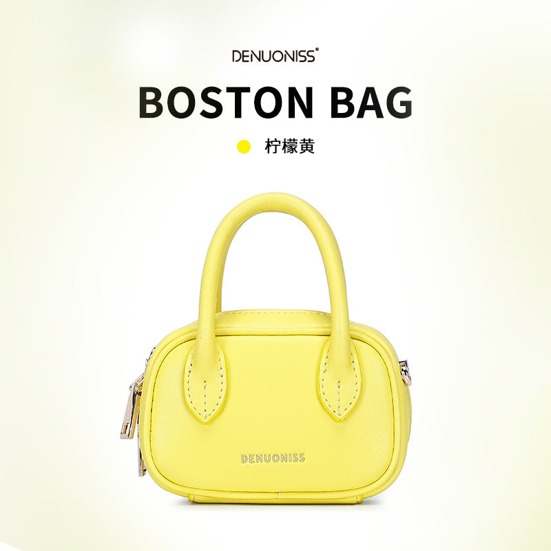 Korean Style Niche Pam Handbag for Women Fashionable Versatile Crossbody Bag Cowhide Handheld Lipstick Coin Purse Double Zipper