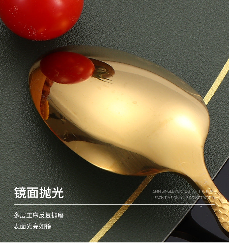 410Stainless Steel Tableware Hotel Restaurant Hammered Knife Fork Spoon24Set of High-End Western Cuisine Embossed Steak Knives and Forks