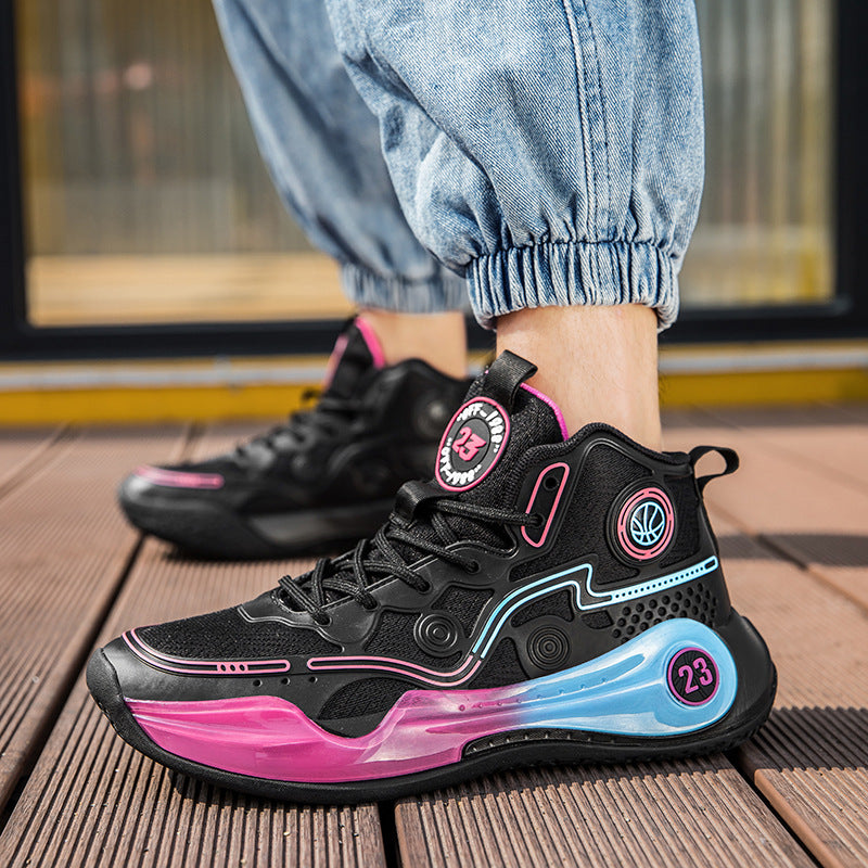 Versatile Practical Basketball Shoes Cushioning Children's Non-Slip Wear-Resistant Youth High-Top Breathable Comfortable Sports Shoes