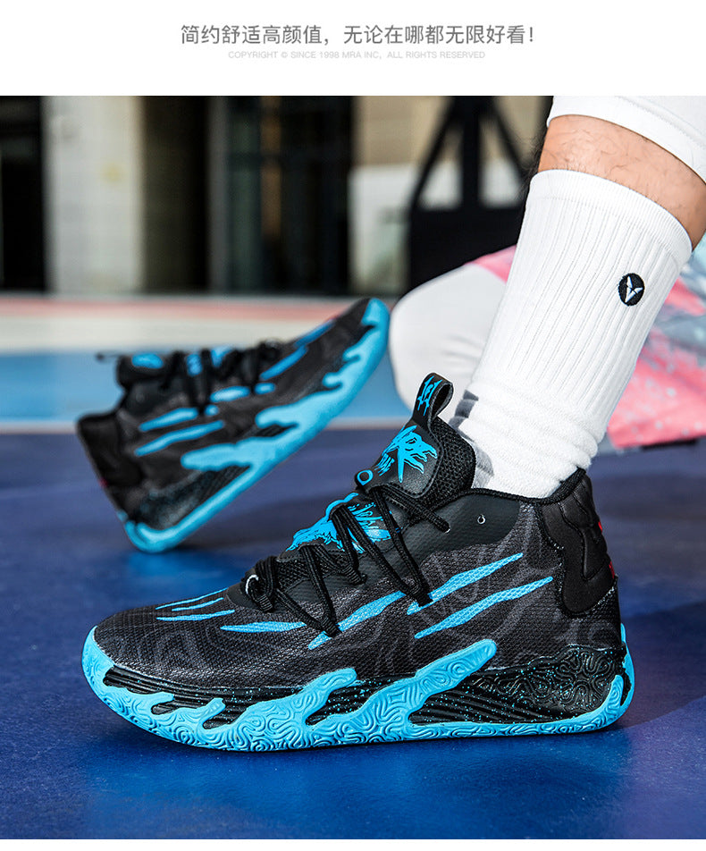 New Mid-Calf Professional Basketball Shoes Outdoor Practical Breathable Couple Shoes Thick Sole Non-Slip Unisex Shock Absorption Sports Shoes