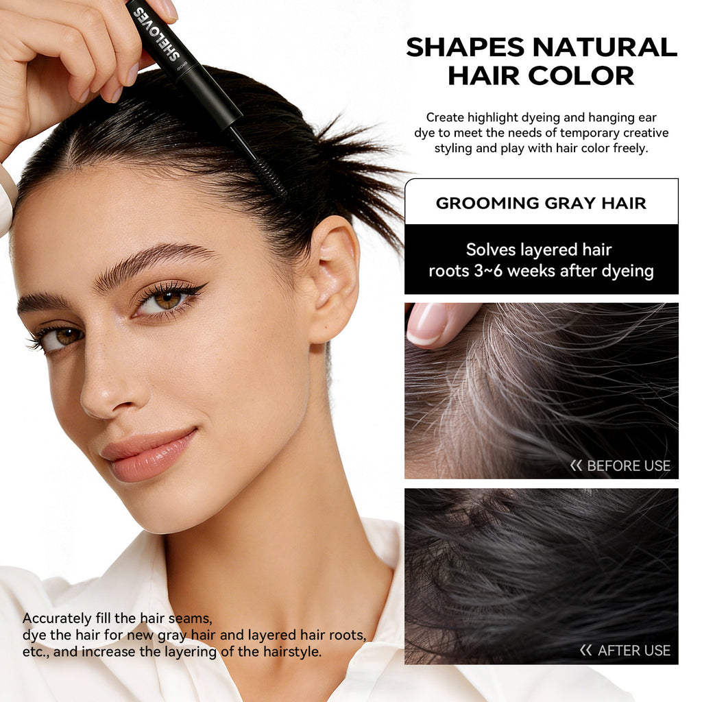 sheloves Eyebrow and Hair Dual-use Styling Stick White Hair Covering Magic Waterproof Non-Fading Disposable Hair Dye Pen