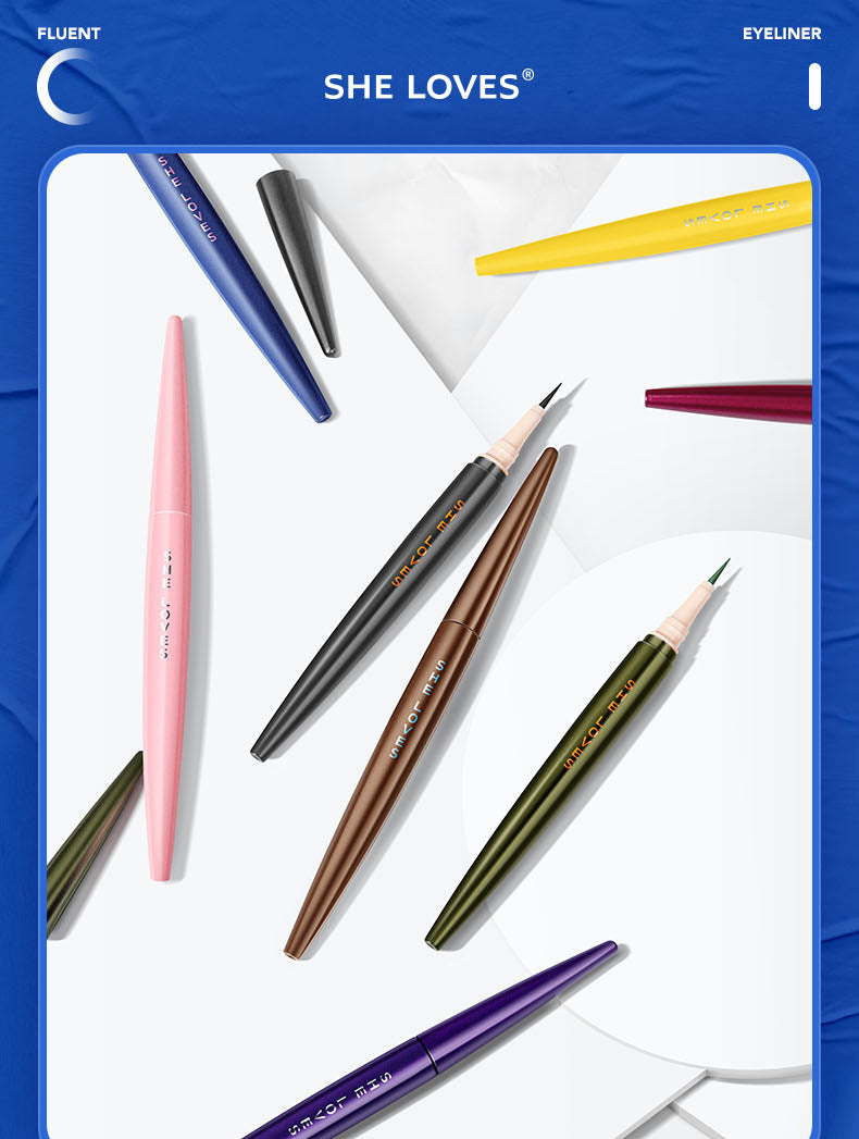 SHELOVES Eyeliner Waterproof Non-Smudge Black Brown Ultra-Fine Lower Lash Liquid Eyeliner Pen