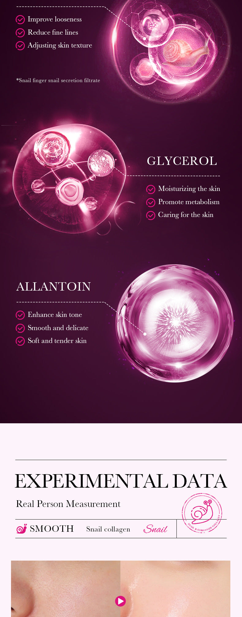 Snail Face Mask25g SADOER Collagen Hydrating Moisturizing Tablets  Wholesale