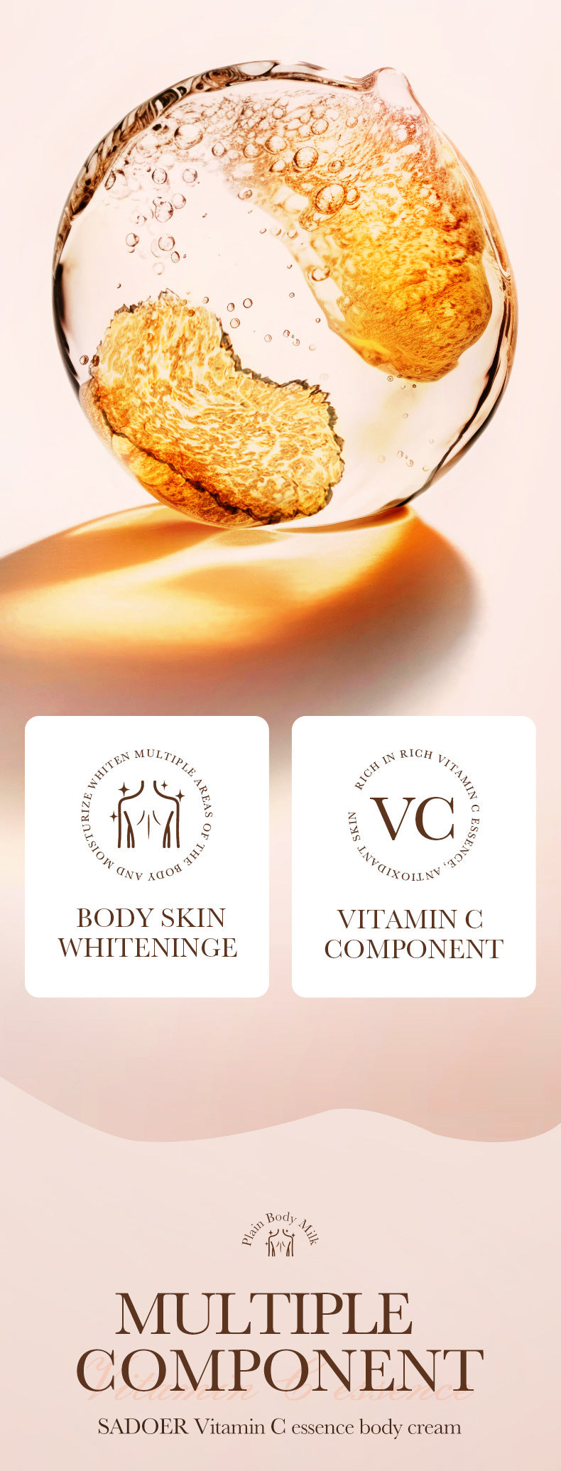 Makeup SADOER Vitamin C Body Cream Sunscreen Whitening Body Lotion  Wholesale
