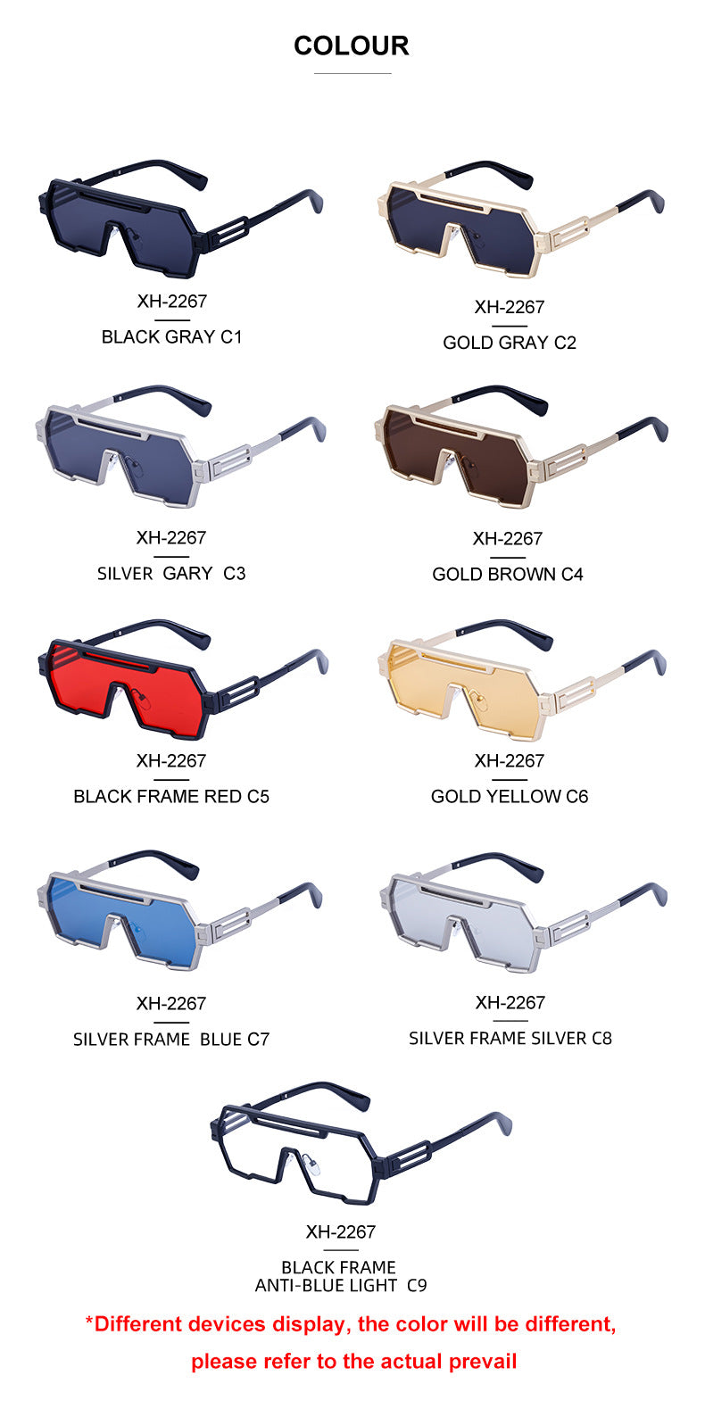 Vintage Sunglasses for Men, Steampunk Style, Irregular Sunglasses, High-End Driving Glasses, Sun Protection Integrated Glasses for Women