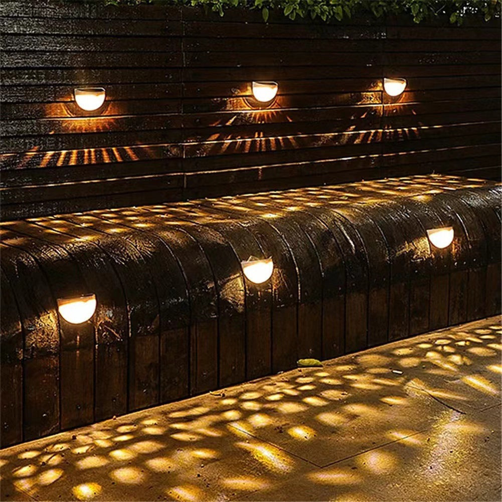 Solar Fence Light Semi-circular Step Light6LED Garden Balcony Wall Lamp Fence Courtyard Decorative Wall Lamp Outdoor