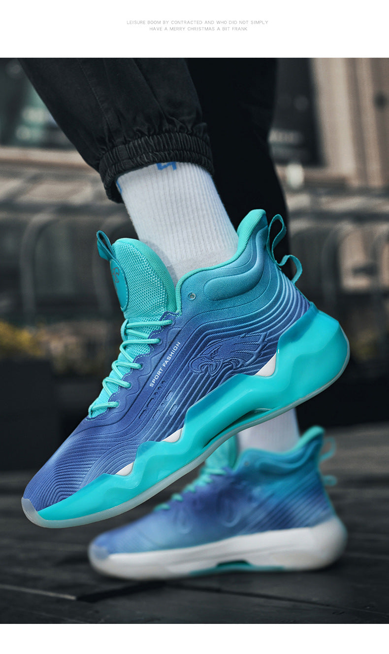 Autumn Winter New Wear-Resistant Anti-Slip Trendy Men's Sports Shoes Friction Sound Youth Professional Combat High-Top Basketball Shoes