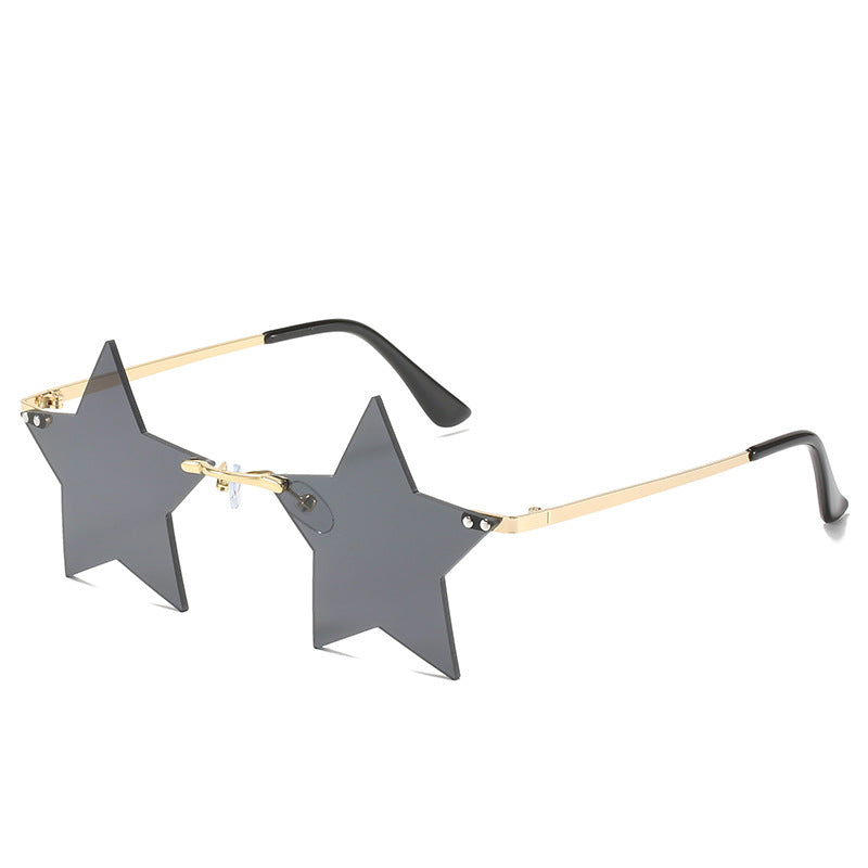 Five-Pointed Star Sunglasses for Women, Rimless Street Style, Unique Sunglasses for Women, European and American Party, Dance, Quirky Couple Glasses