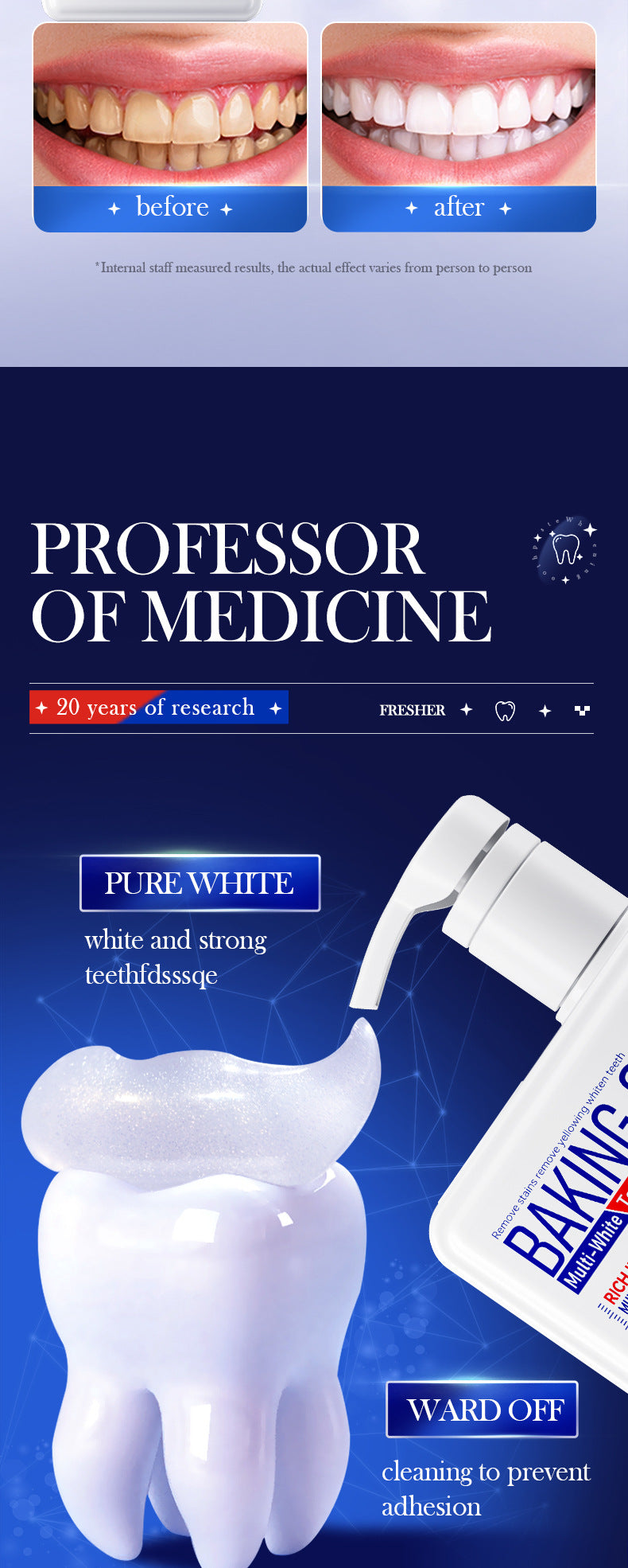 Pump Toothpaste SADOER Baking Soda Probiotics Teeth Cleaning Oral Freshness  Wholesale