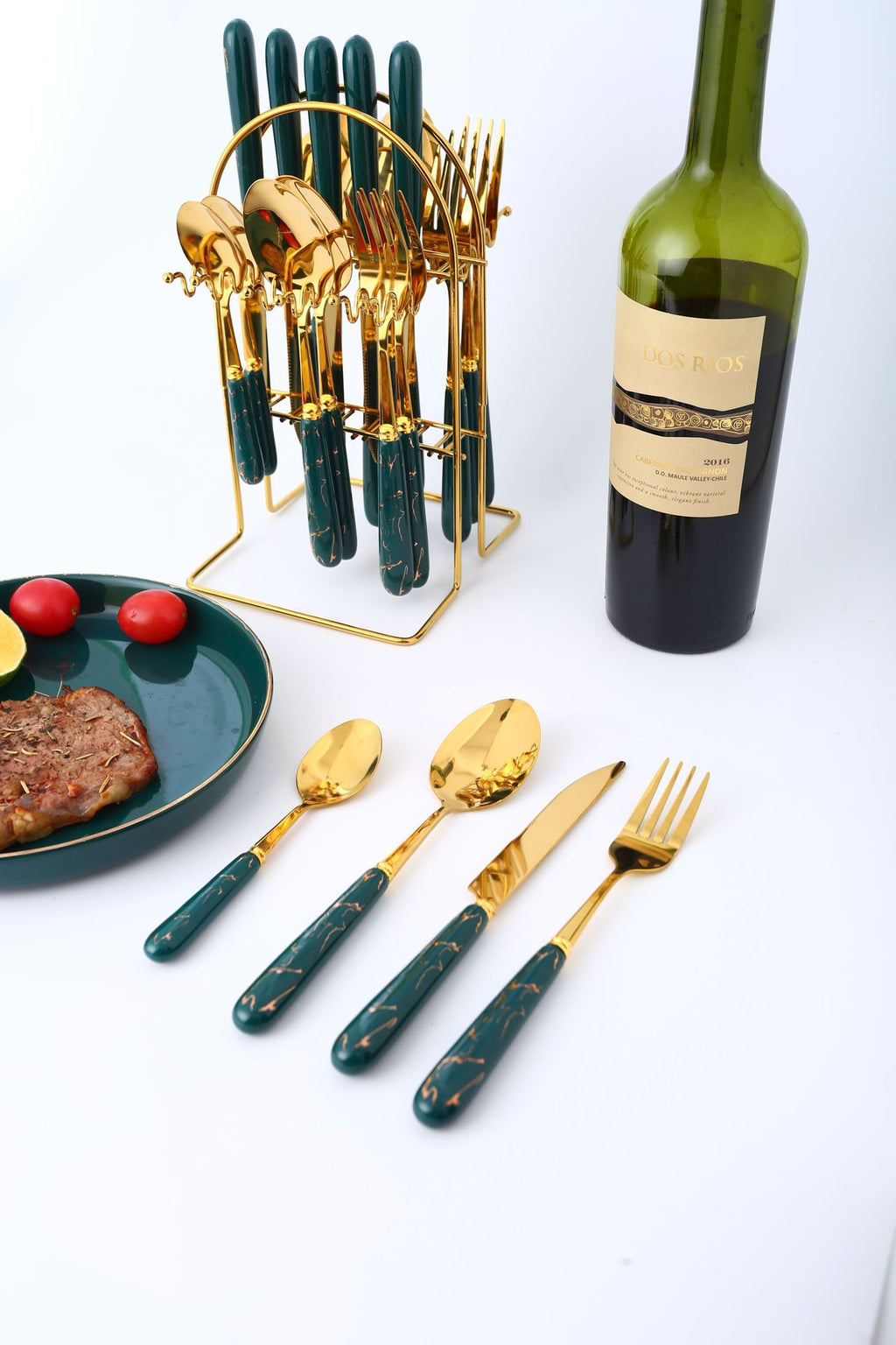 Stainless Steel Ceramic Tableware24Set of Western Cutlery Knife Fork Spoon Gift Box Nordic Style