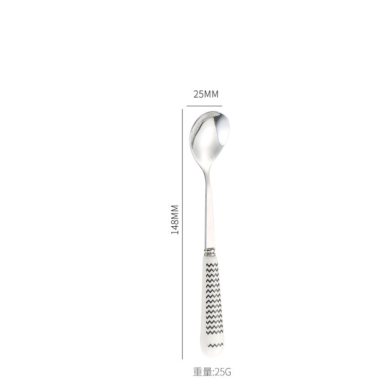 410Stainless Steel Cutlery Restaurant Creative Hepburn Style Ceramic Handle Knife Fork Spoon Tea Spoon Set Western Steak Knife Fork