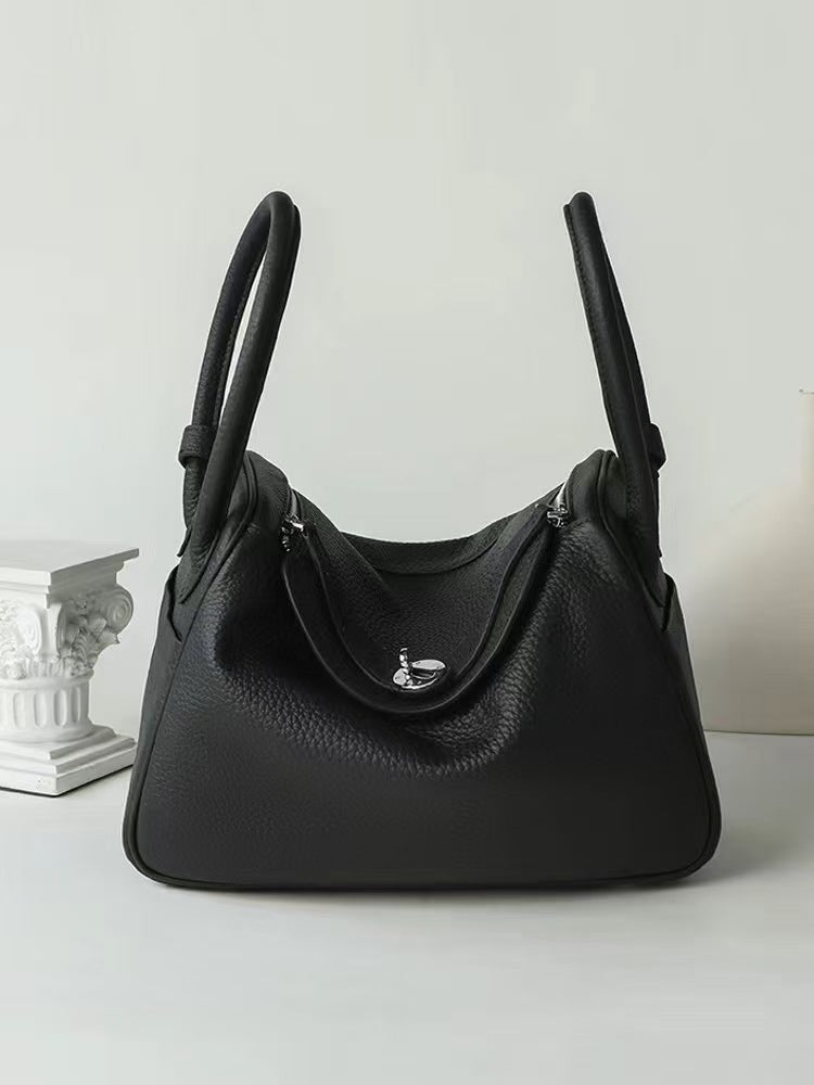 Doctor Genuine Leather Women's Bag2024Handheld Top Layer Cowhide Lychee Pattern Lindy Bag Single Shoulder Handbag Medicine Box Trendy