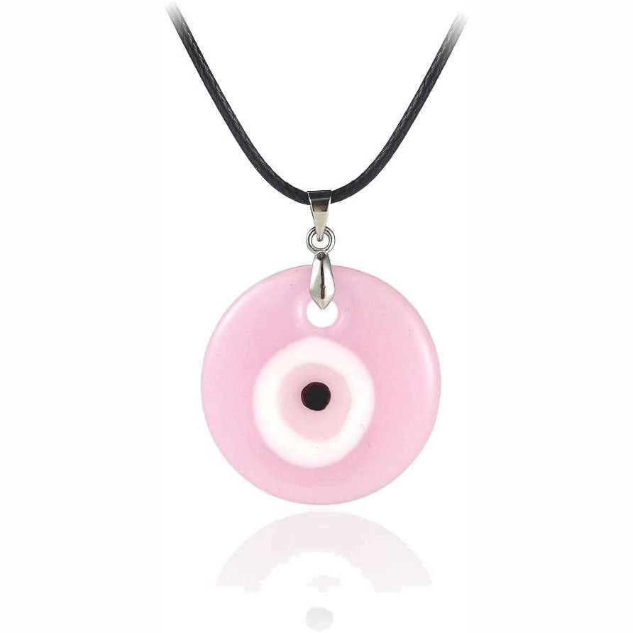 Devil's Eye Necklace European and American Wax Rope Necklace Turkish Blue Eye Women's Round Water Drop Necklace