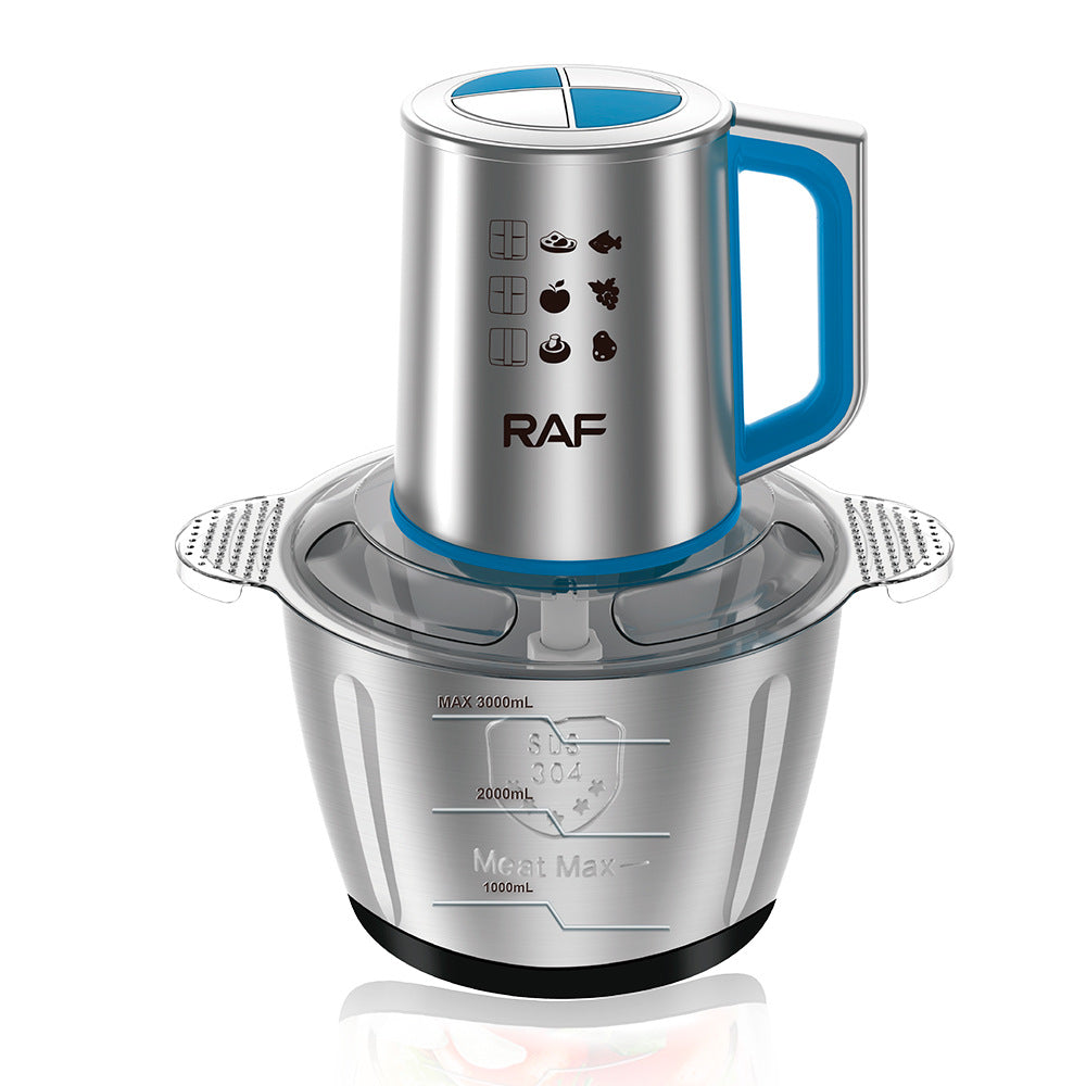 RAF European and American Standard Meat Grinder Household Stainless Steel Electric Food Processor Multi-Functional Kitchen Meat Mincer 3L