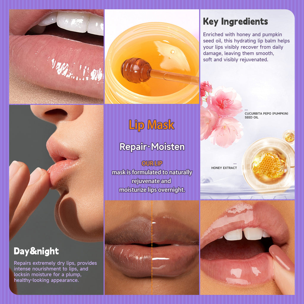 Honey Sakura Autumn and Winter Lightening Lip Lines Moisturizing Lip Balm Scrub Exfoliating Sleeping Lip Mask Set
