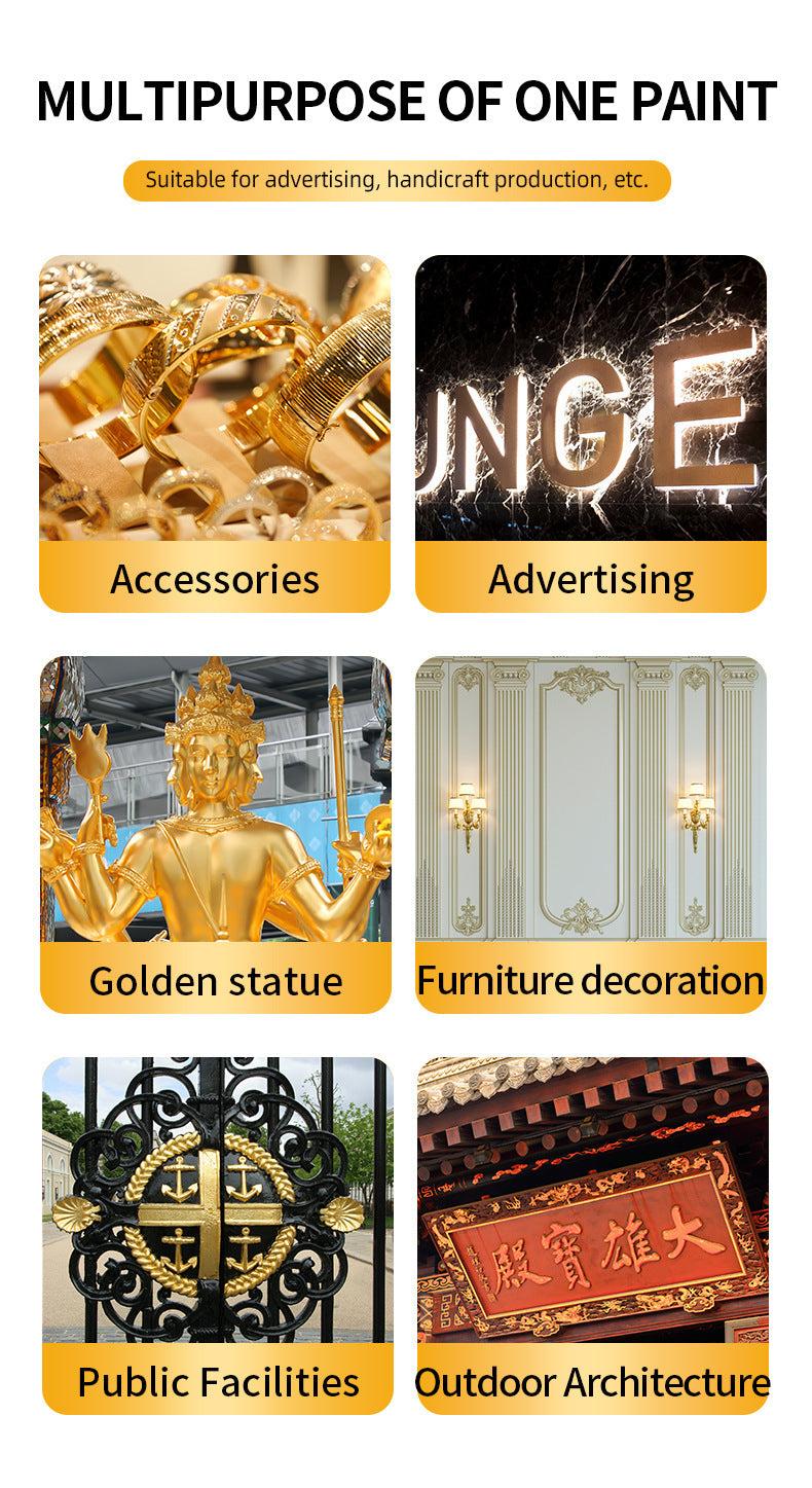 Water-based Gold Leaf Paint Gold Powder Paint gold Art Coating Gold Paint gold Oil Paint Exterior Wall Brand Gold Leaf Brush Paint