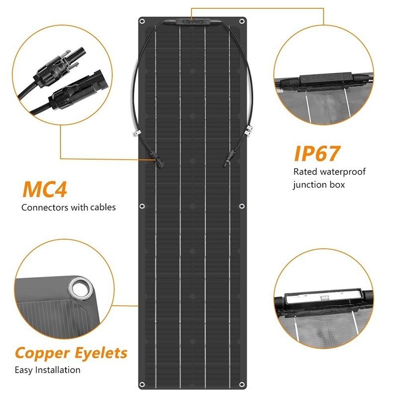 Solar Panel 100W 18V Controller Kit for Car Yacht RV Camper Battery
