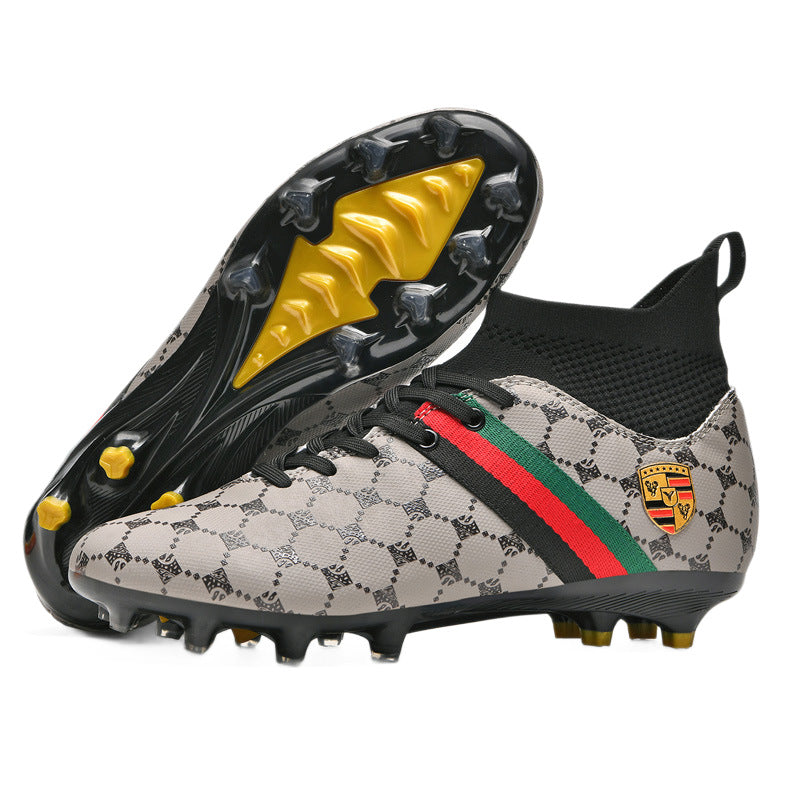 Hot-selling High-top Soccer Shoes tf Artificial Grass with Broken Nails AG Nail Leather Foot Men's and Women's Children's Youth Student Training Shoes