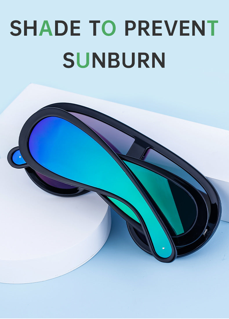 European and American Fashion One-piece Large Frame Sports Sunscreen Sunglasses Women's Trendy Sports Cycling Windproof Sunglasses Men's Glasses