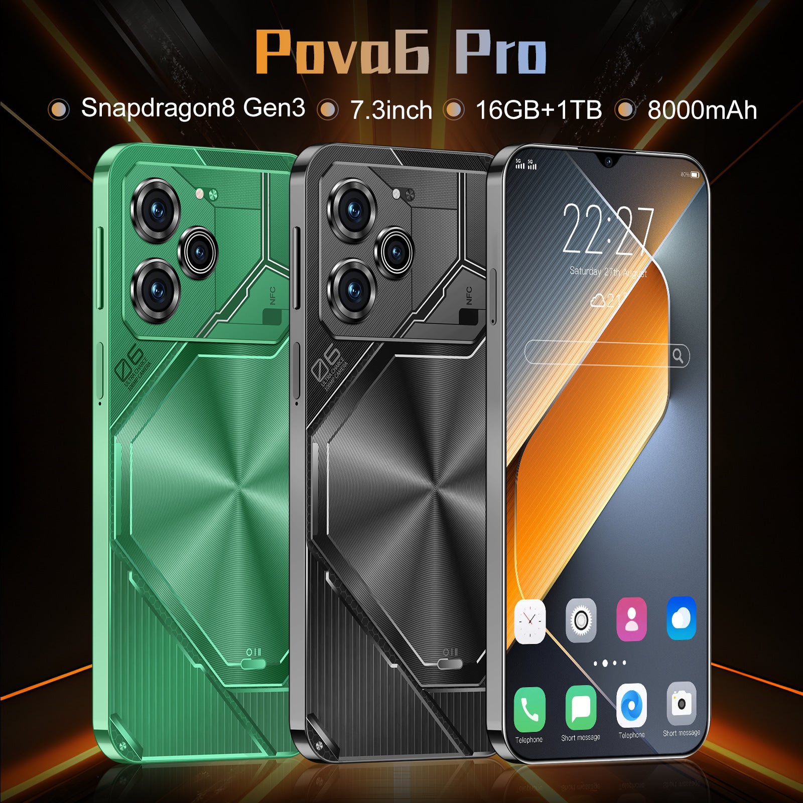 New In-Stock Mobile Phones Pova6 Pro Android Large Screen16+1T smartphone factory price(Popular)
