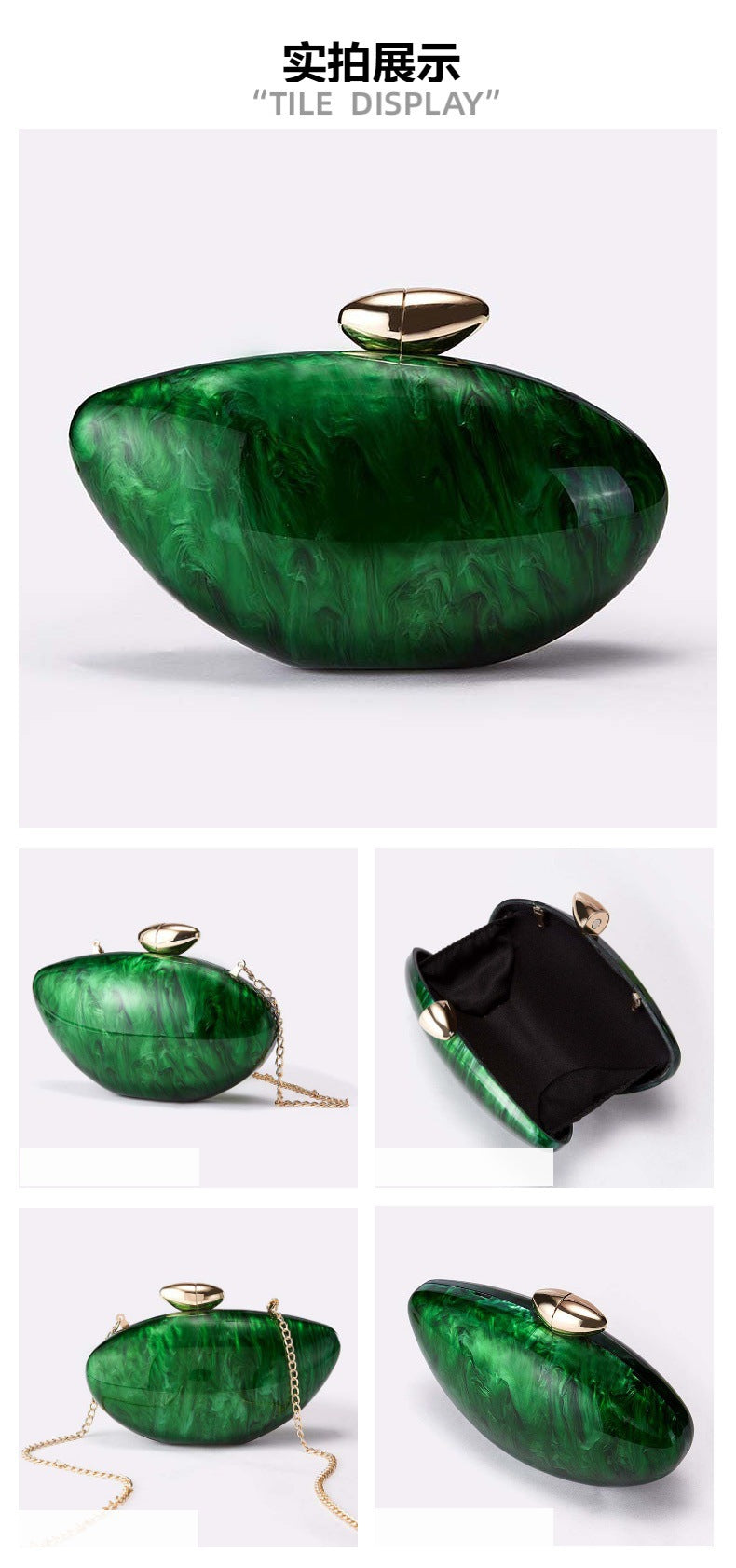 European and American Trend New Style Bag for Women Fashionable Light Luxury Versatile Bullet Head Acrylic Simple Evening Bag Clutch for Women