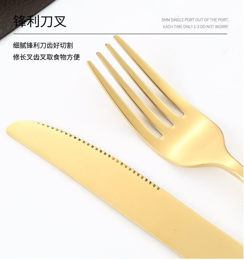 Stainless Steel Cutlery Western Steak Knife and Fork6Restaurant Crown Knife, Fork, and Spoon for One Person24Piece Suit