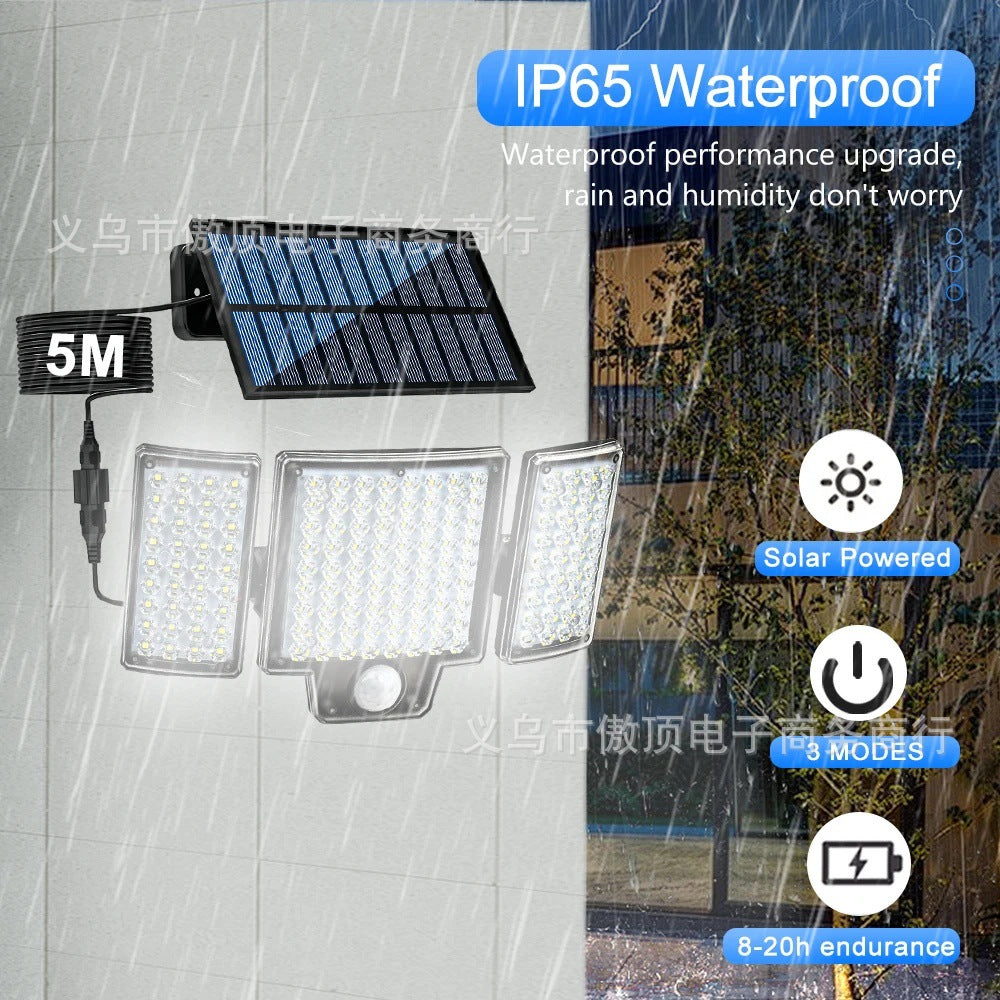 Outdoor Solar Split Street Light, Automatically Brightens After Dark, Garden Light with Human Body Sensor Wall Light Waterproof LED Lamp