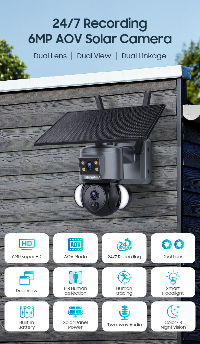 Exclusive Supply AOV Low Power Consumption All Day Recording Surveillance4G Hd600MP Solar-powered Gun Ball Linked Camera