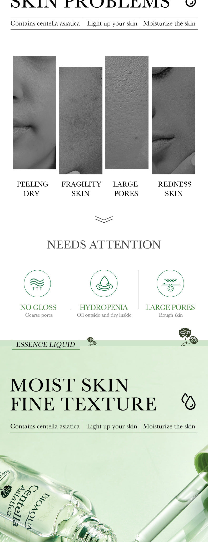 Centella Asiatica Essence30ml BIOAOUA Moisturizing and Hydrating Wholesale for Cross-Border Trade