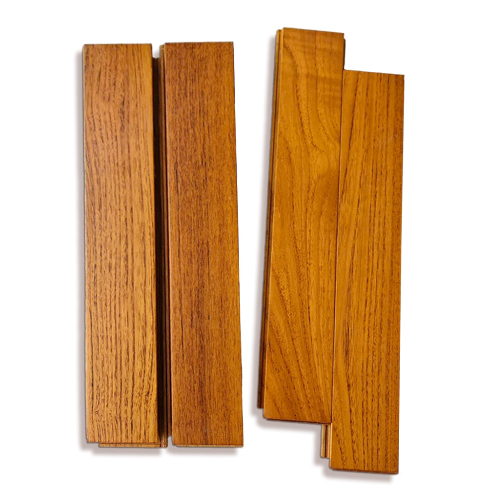 Custom AB-Grade Teak Herringbone Click-Lock Flooring Multilayer Engineered Core for Outdoor Exterior Basement Use-ENF-Certified