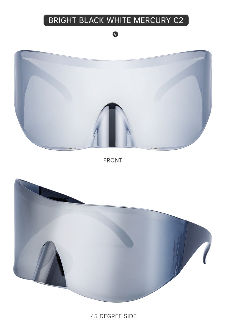Outdoor Cycling Mercury Sunglasses for Women, European and American Style, Large Frame, Sun Protection Sunglasses for Men, Sports Windproof Glasses shades