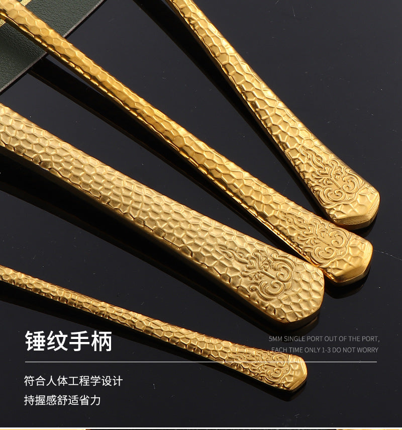 410Stainless Steel Tableware Hotel Restaurant Hammered Knife Fork Spoon24Set of High-End Western Cuisine Embossed Steak Knives and Forks