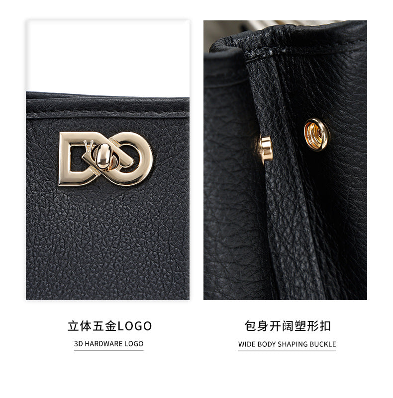 Top Layer Cowhide Large Capacity Tote Bag Women's Textured Handbag Fashionable Women's Bag Light Luxury Versatile Crossbody Bag