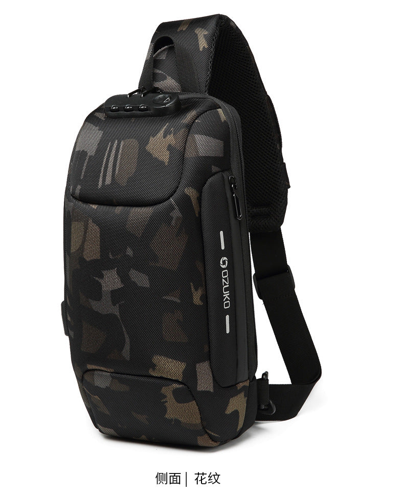 OZUKO Tactical Chest Bag Men's Crossbody Bag Waterproof Multifunctional High-end Outdoor Portable Bag Cycling Shoulder Bag