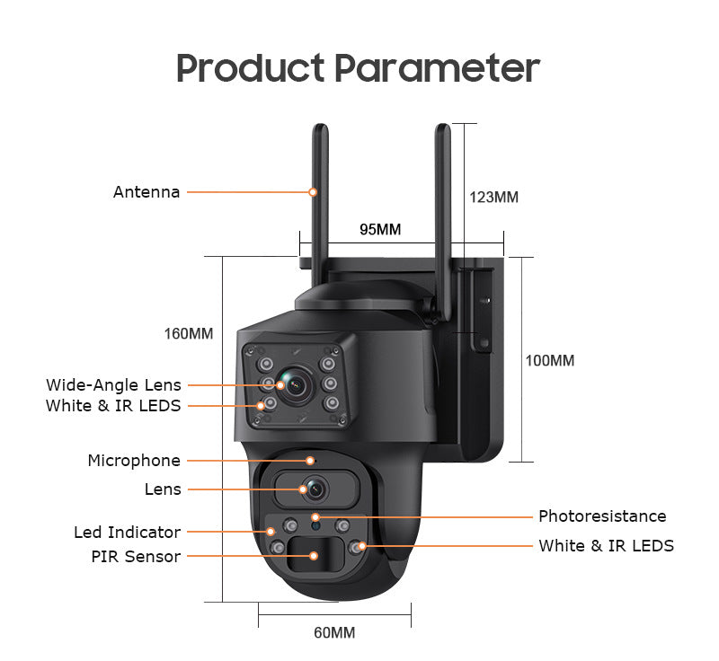 600Megapixel HD Dual Screen Solar Surveillance 4G/WIFI Outdoor Camera Monitoring Special Wholesale