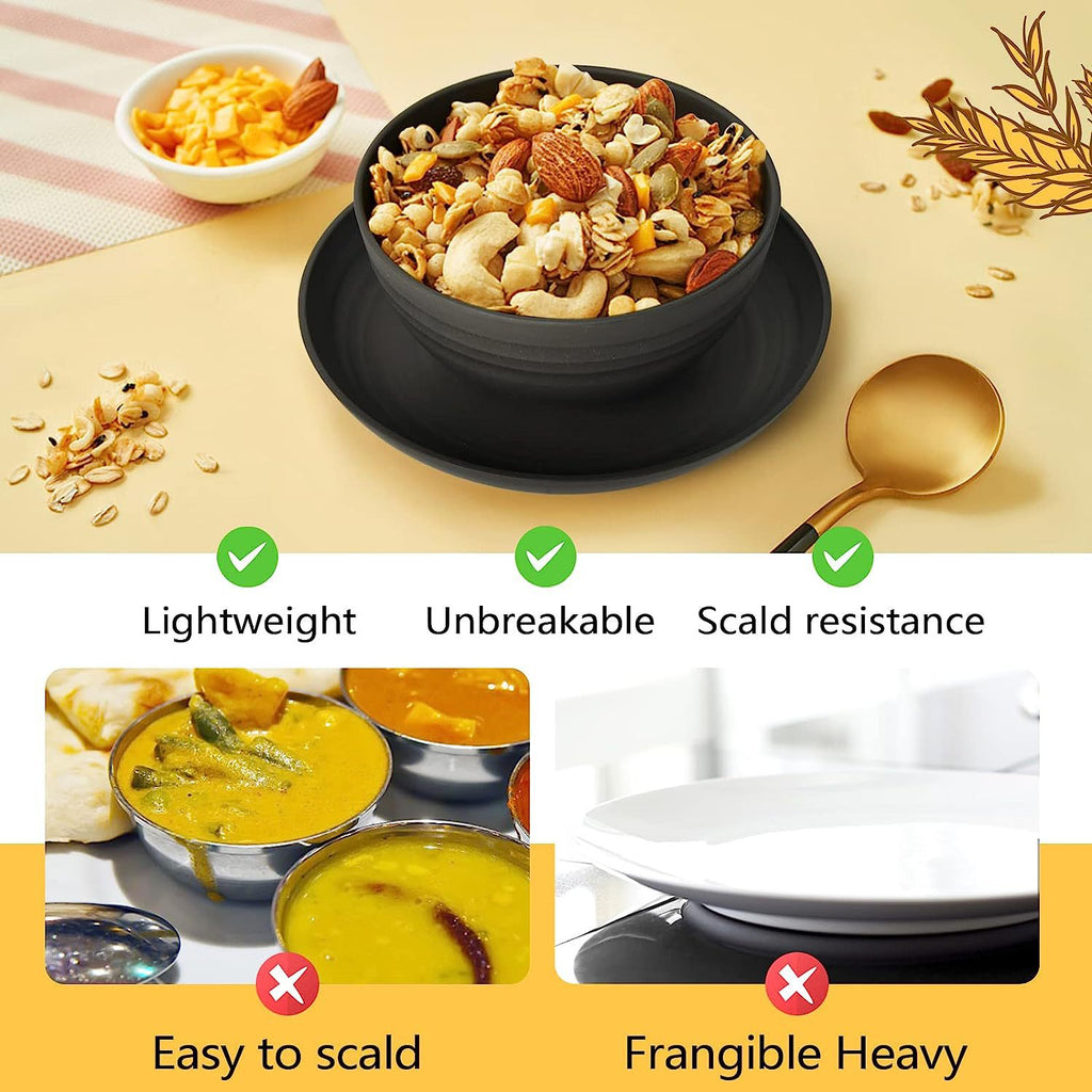 Hot selling pure black tableware set PP Dinner plate, water cup, essential cookware for outdoor camping16Set of bowls, cups, and plates