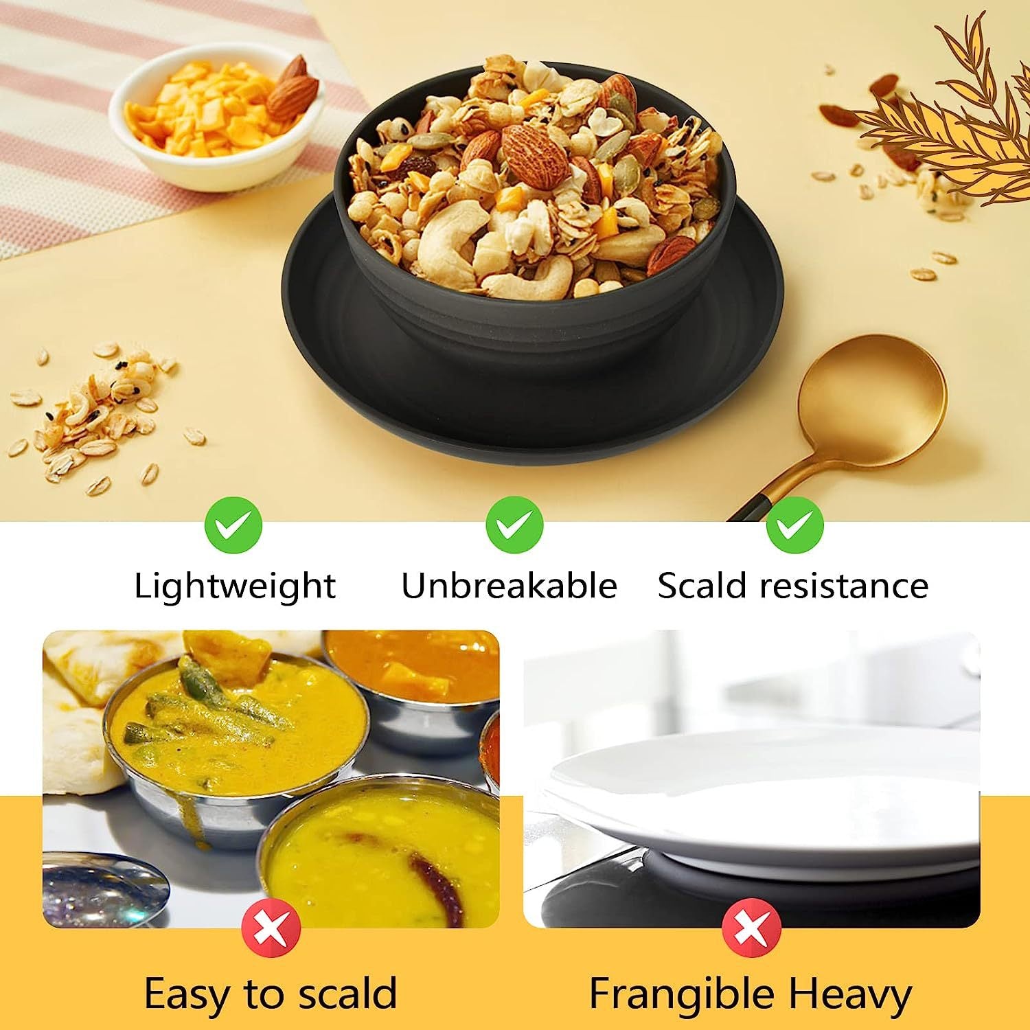 Hot selling pure black tableware set PP Dinner plate, water cup, essential cookware for outdoor camping16Set of bowls, cups, and plates