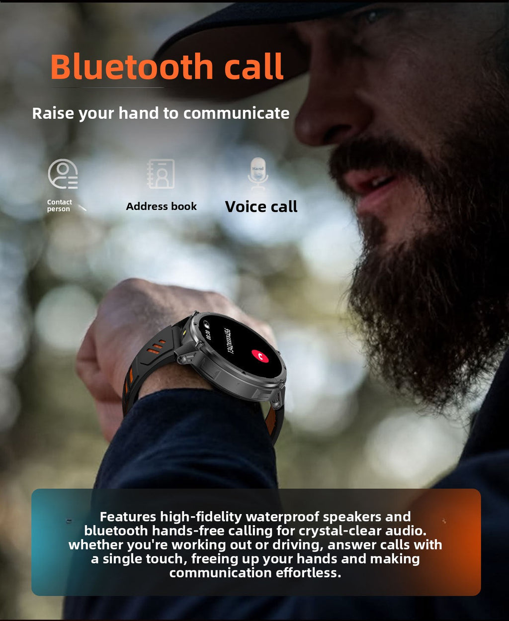HT33Smart Watch Bluetooth Call True Heart Rate Step Count Sleep Monitoring Compass Deep Waterproof Sports Three-Proof