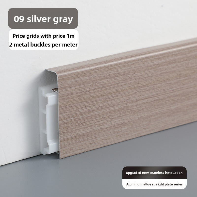 Trendy flat skirting board, thickened snap-on metal baseboard, ultra-narrow corner trim, aluminum alloy skirting board