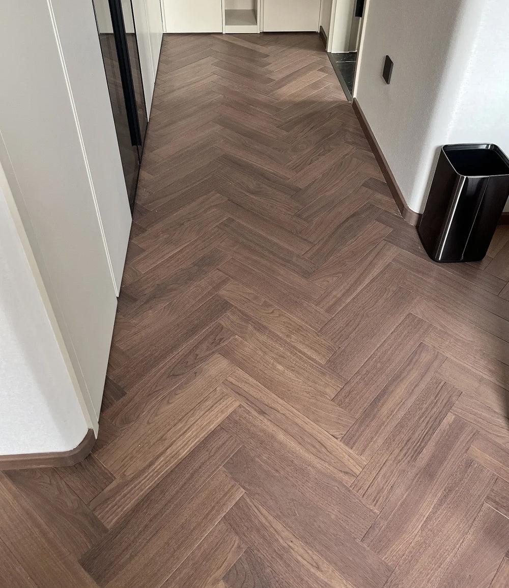 Customizable 18mm Herringbone Black Walnut Engineered Flooring | Waterproof Luxury Outdoor & Villa Modern Interior Projects