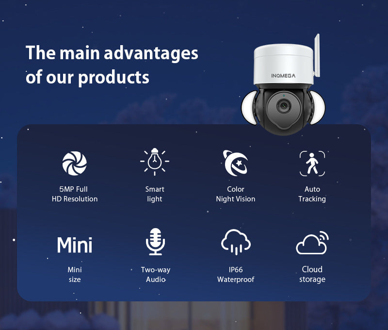 Private Model TUYA Surveillance Camera 5MP High Definition Full Color Night Vision Camera Outdoor Wired POE Camera