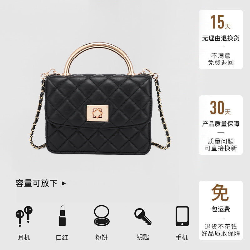 European and American Style Small Square Bag New Diamond Embroidery Women's Bag Niche Versatile Fashion Chain Crossbody Women's Bag Single Shoulder Small Square Bag