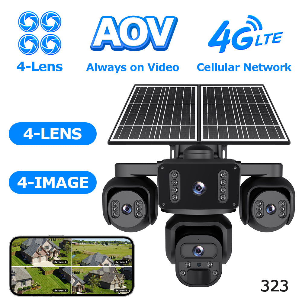 AOV Solar Monitoring HD Four-eye Solar Surveillance Camera Outdoor24Hourly Real-Time Monitoring