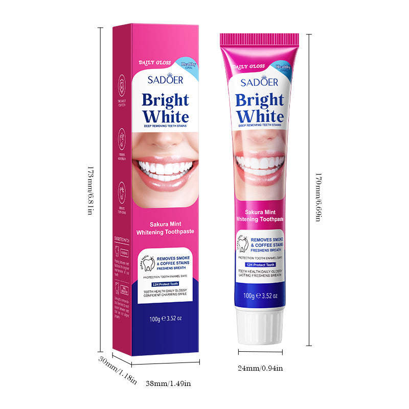 Sakura Mint Whitening Toothpaste SADOER Teeth Cleaning Oral Toothpaste Cross-Border Wholesale