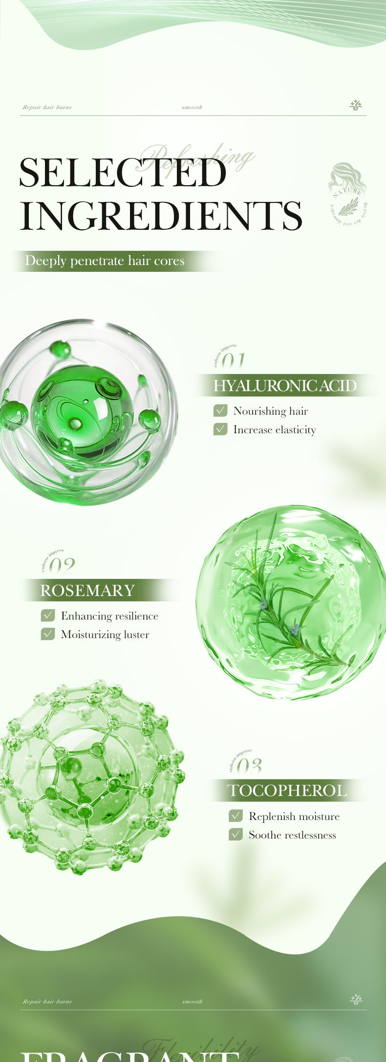 Rosemary Hair Mask SADOER Little Pudding Frizz and Split Ends Smoothing Conditioner Wholesale